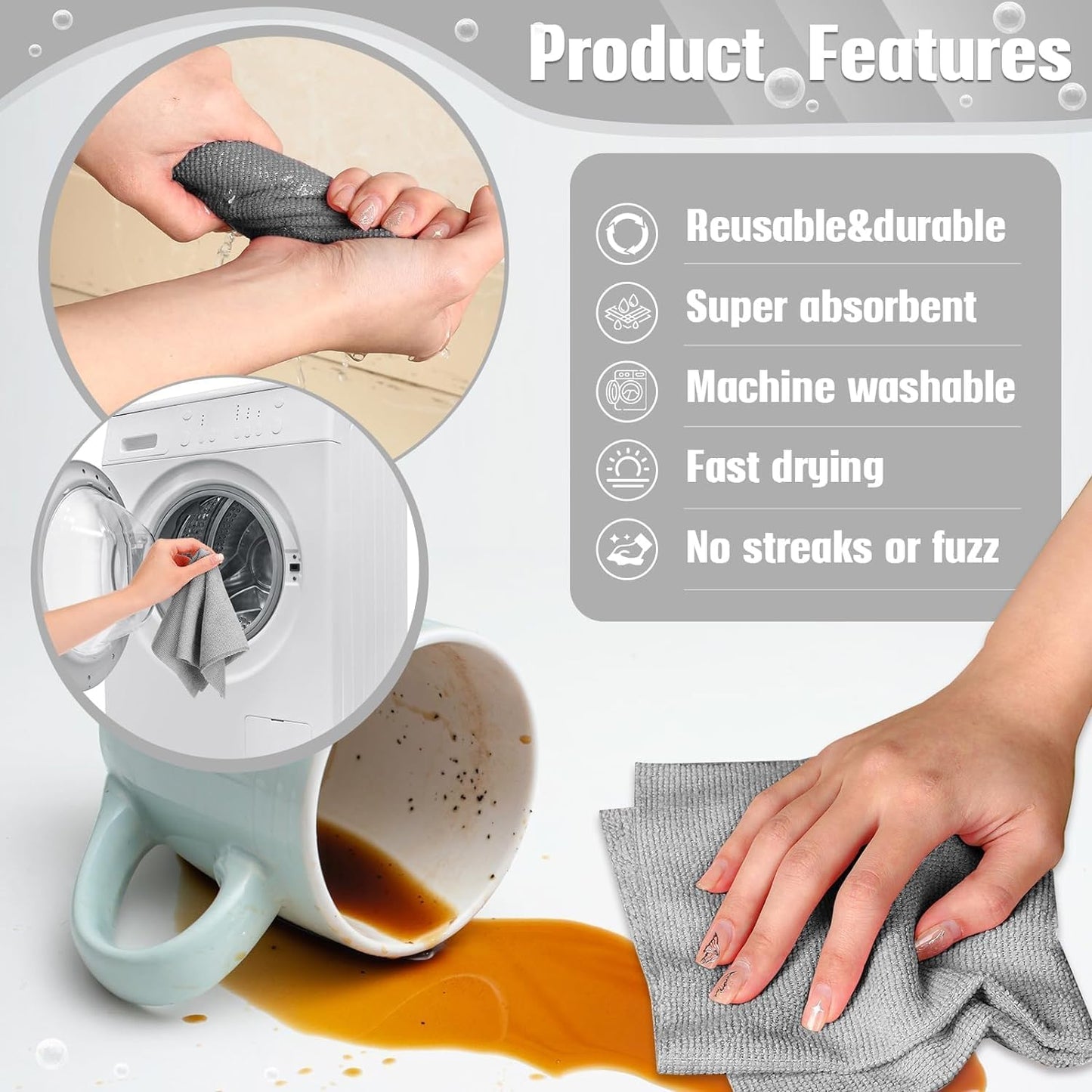 Microfiber Cleanning Kitchen Cloth Roll